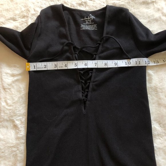 Free people intimately free lace up ribbed long sleeve top size XS/S - Picture 6 of 7